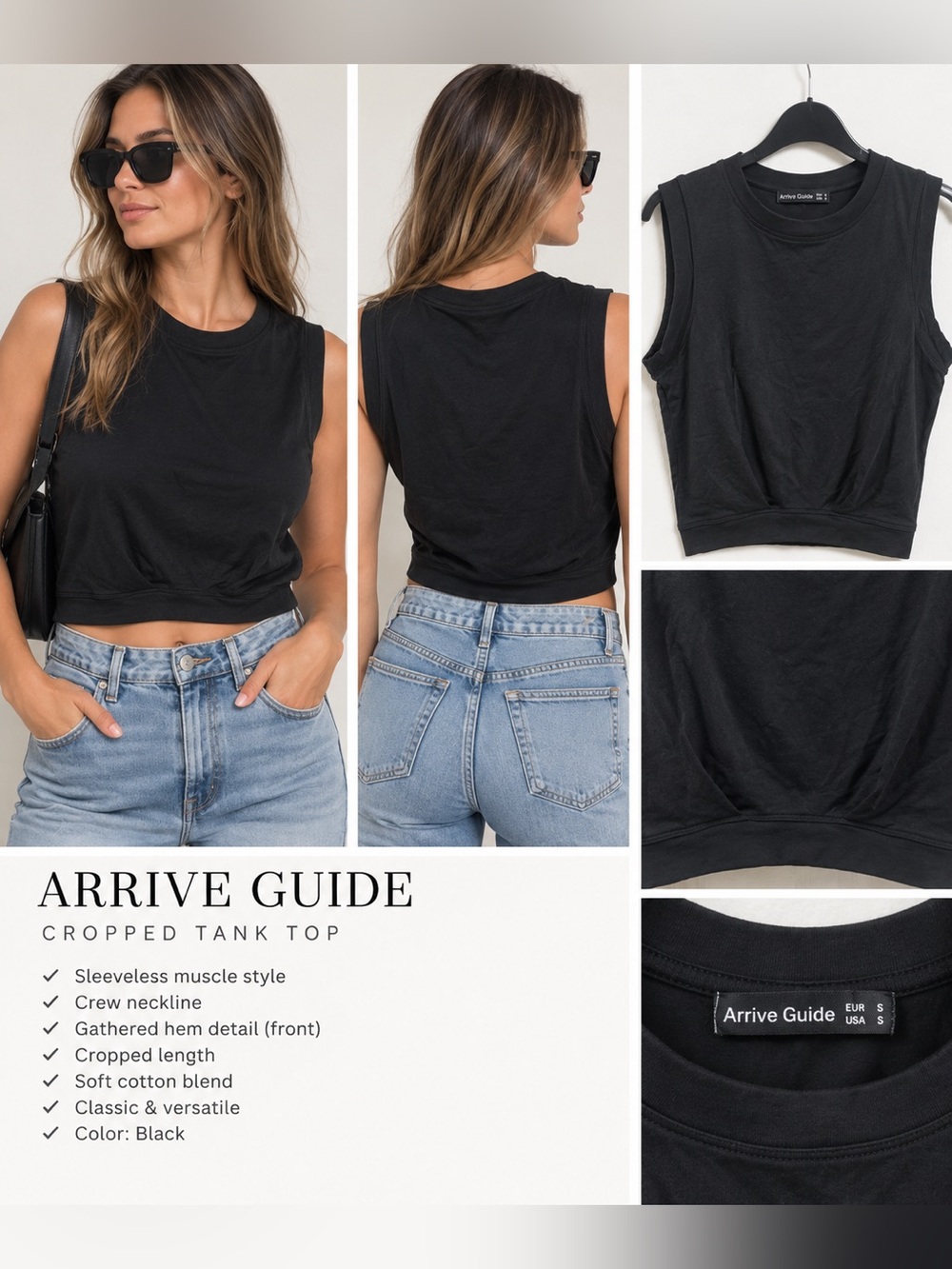 Black Cropped Muscle Tee -